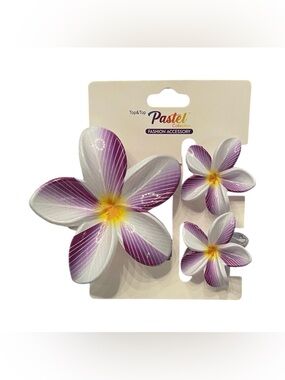 HIBISCUS 3 PIECE CLAW HAIR CLIP SET